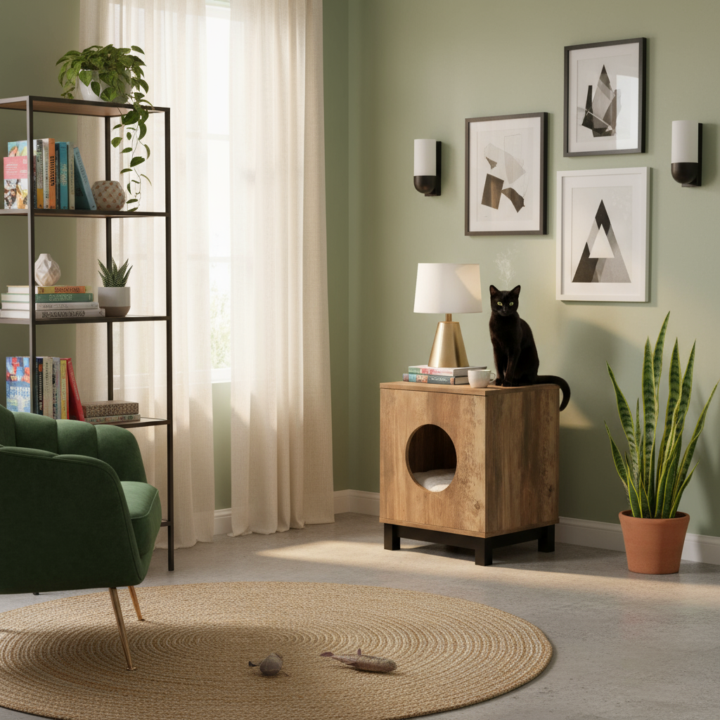 Cat house in different modern setting