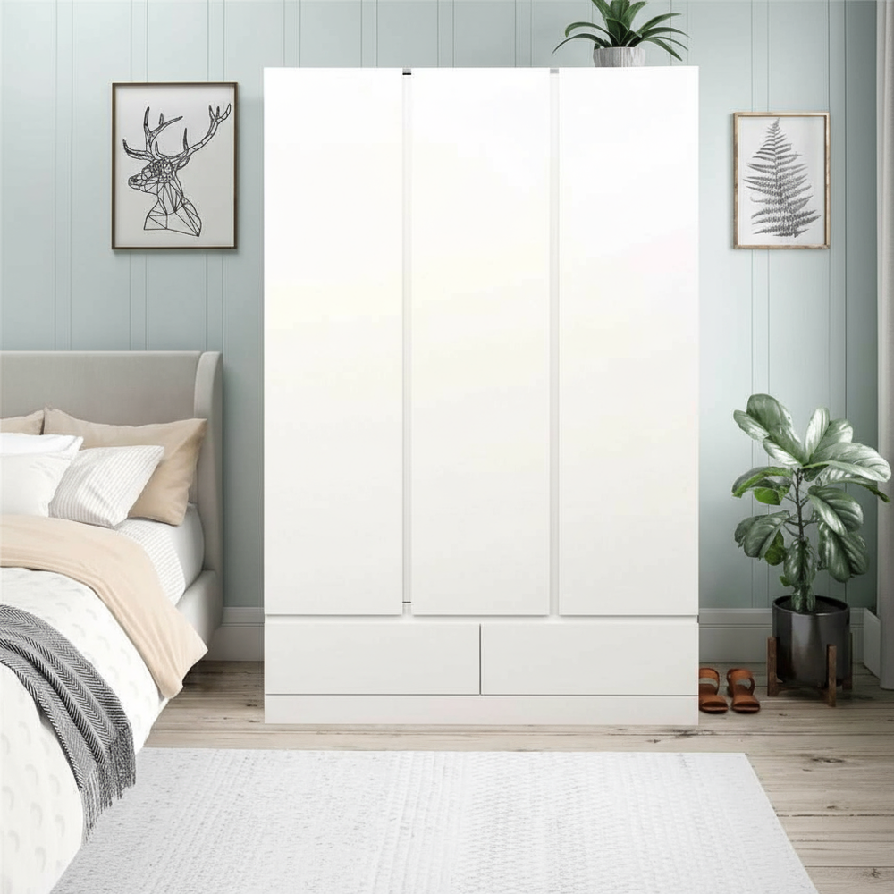 Clear, bright white wardrobe in bedroom