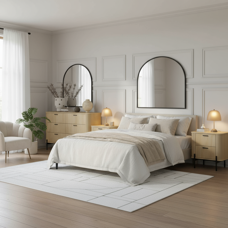 Complete oak bedroom set layout