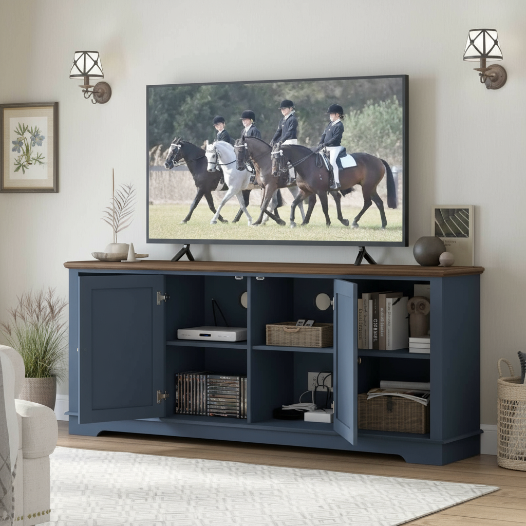 Direct front-on view with doors open