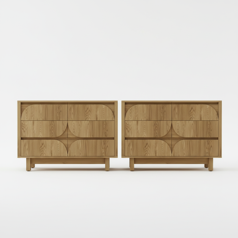 Front-on hero shot of double chest of drawers set