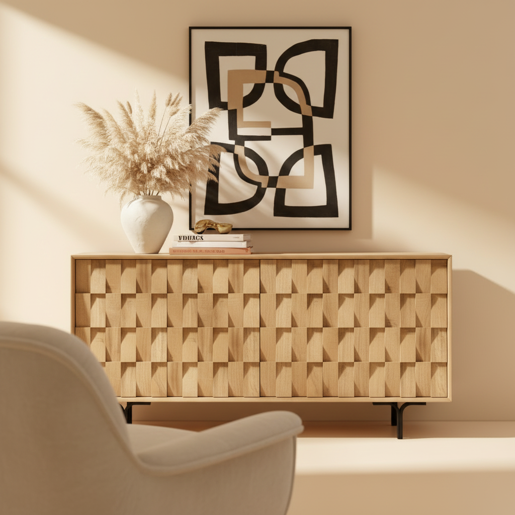Lifestyle image of 3D textured sideboard