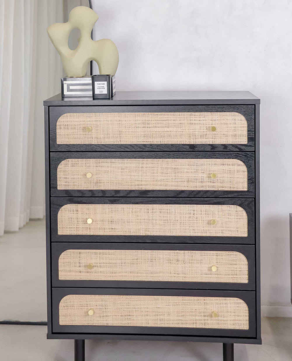 Elisa black 5 drawer Chest of Drawers Dresser