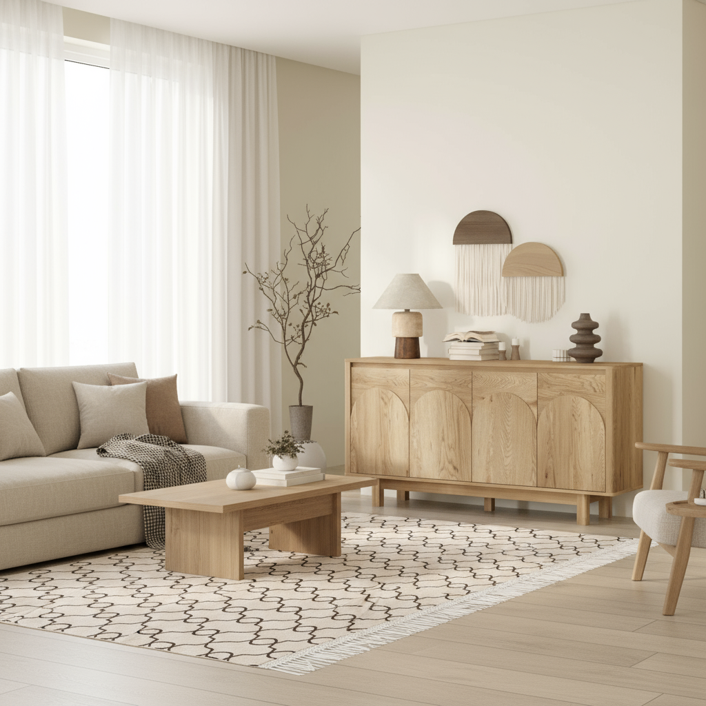 Oak sideboard in living room