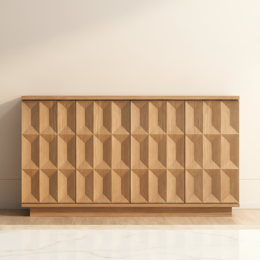 Premium hero shot of geometric patterned buffet sideboard for main display