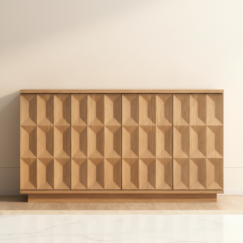 Premium hero shot of geometric patterned buffet sideboard for main display