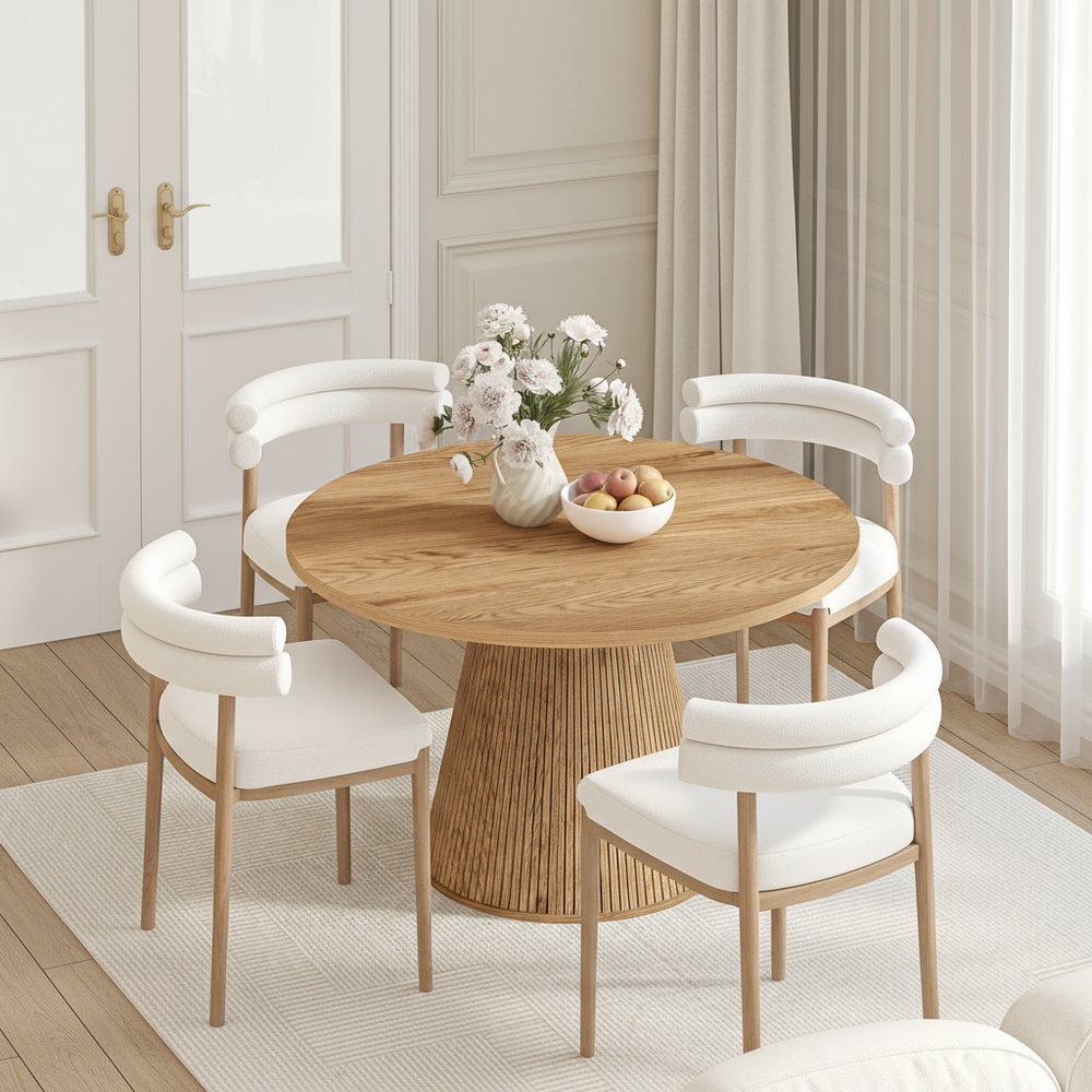 Round dining table with 4 chairs - overhead view