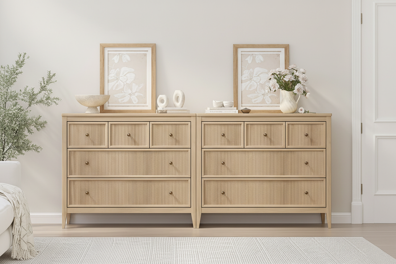 Two oak dressers side by side
