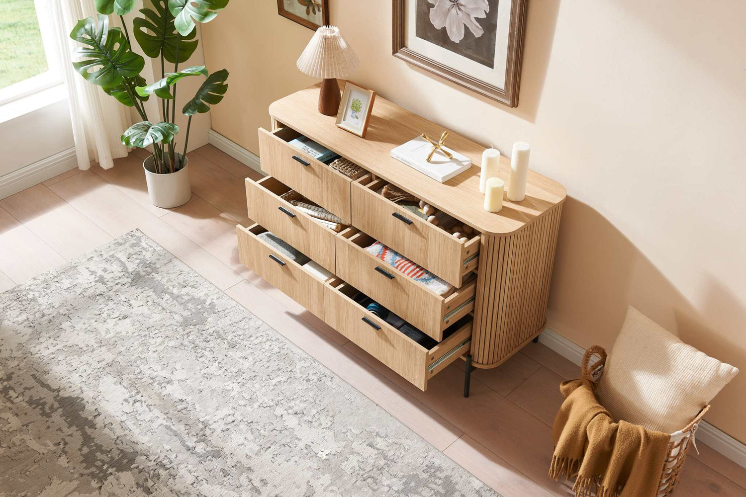 Ayla Fluted 6-Drawer Lowboy – Modern Bedroom Dresser