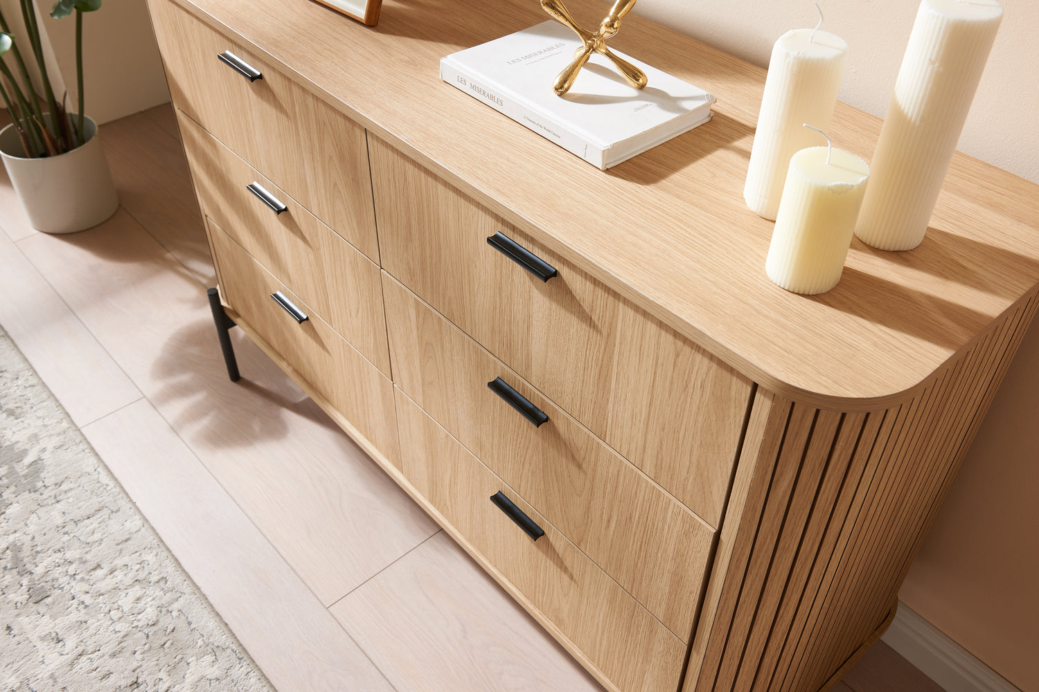 Ayla Fluted 6-Drawer Lowboy – Modern Bedroom Dresser