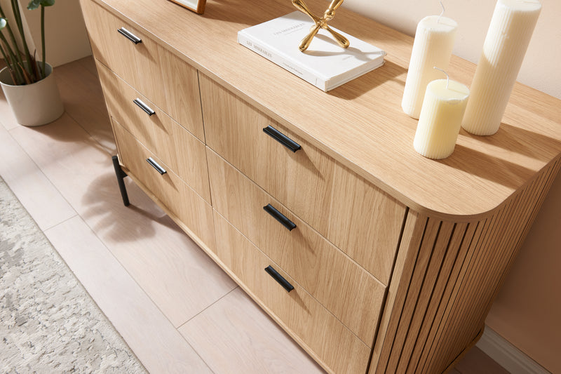 Ayla Fluted 6-Drawer Lowboy – Modern Bedroom Dresser