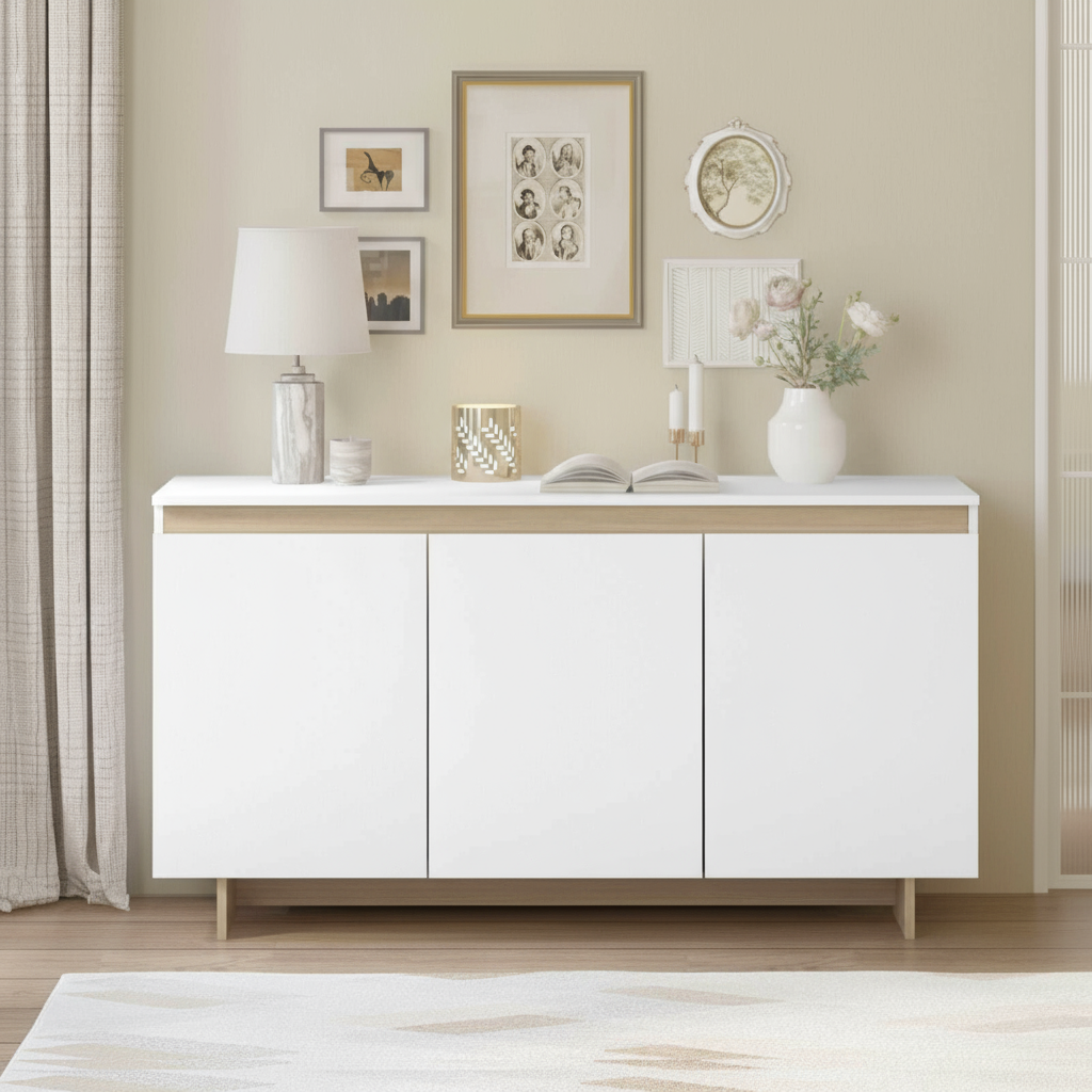 White and Oak Sideboard in Elegant Space