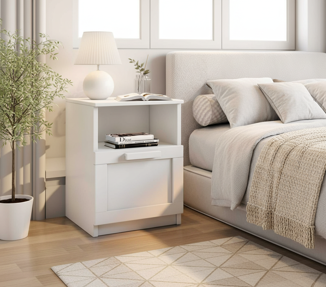 White Bedside Table - Shopify Product Format