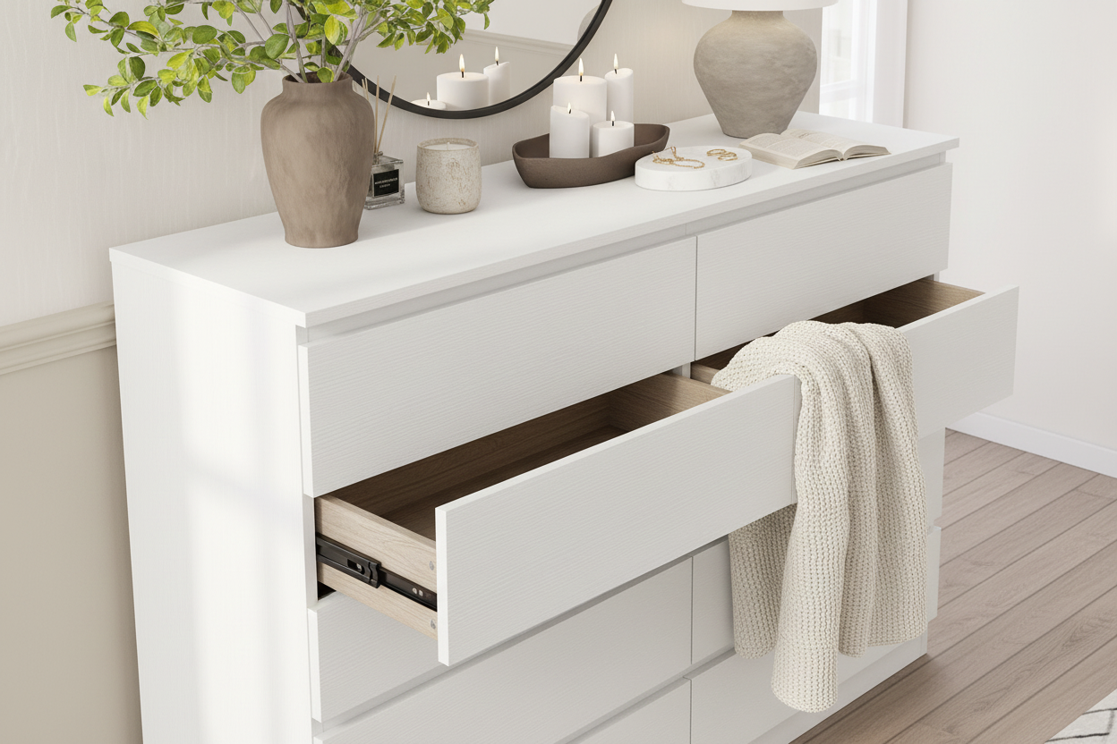 White Dresser Close-Up Home Setting