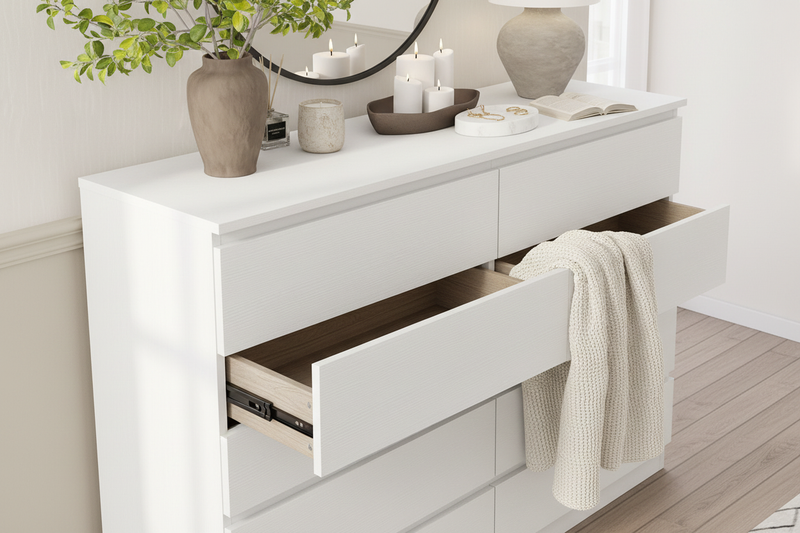 White Dresser Close-Up Home Setting