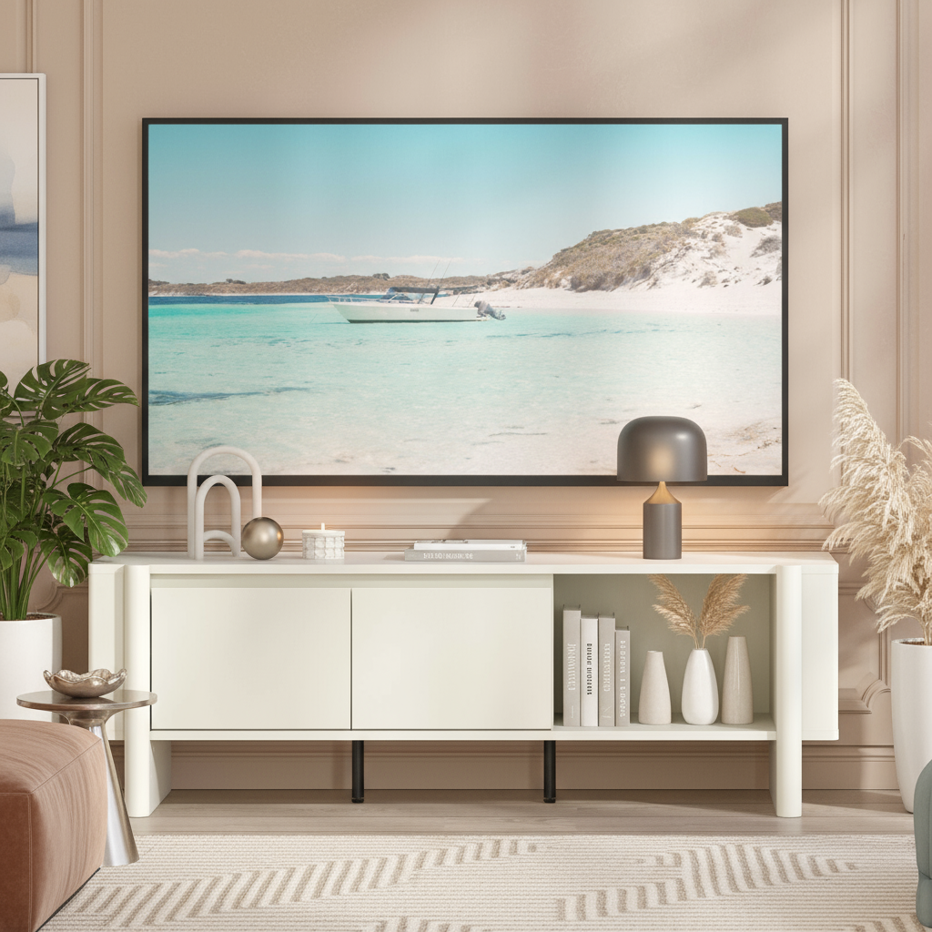 White TV Entertainment Unit with Premium TV