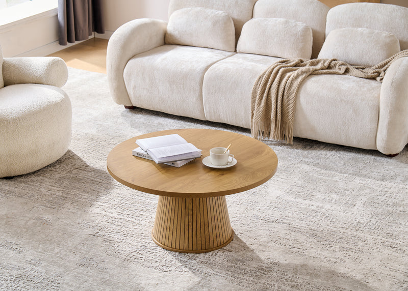 Selene Round Coffee Table - Fluted Design for Modern Living Spaces
